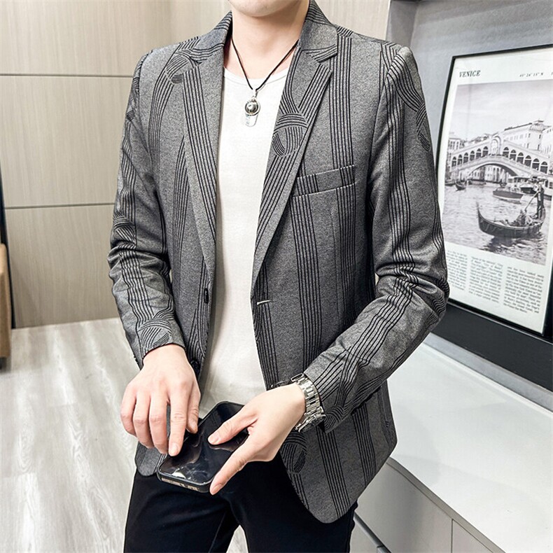 春秋帅气休闲韩版修身提花男士小西服两扣西服XZ613B-5311-P70,男装西服,星座613B