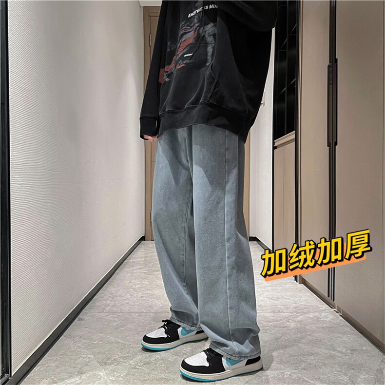 现货新款直筒牛仔裤秋冬加绒加厚S-3XL港风男休闲K1810-加绒P45,男装牛仔裤,星座512-2