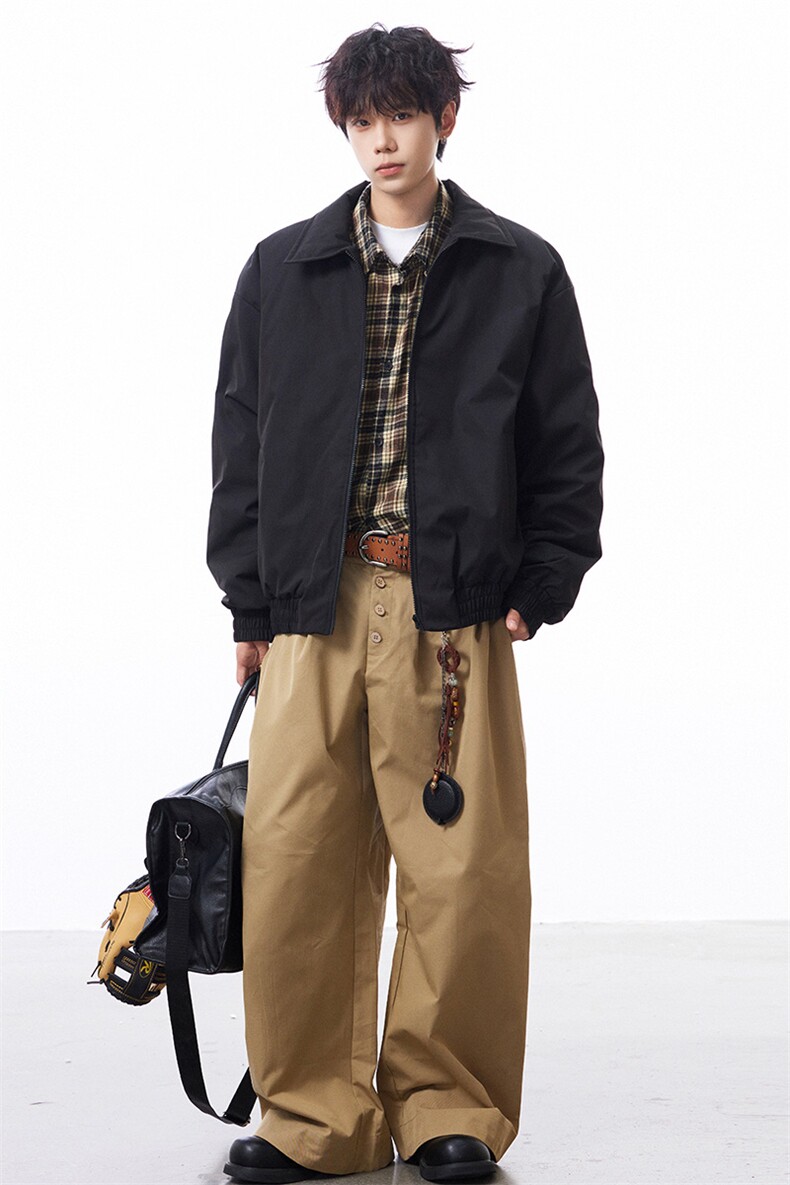 冬装老钱风加棉加厚夹克外套棉服男女翻领棉衣棒球服潮M813-P65,男装夹克,电商A441