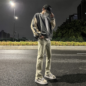 美式高街水洗做旧牛仔裤男女同款ins渐变复古直筒裤潮YD754-P50图片