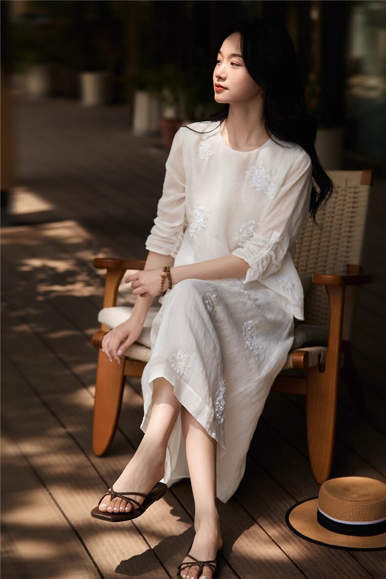 云璃白|重工亮片钉珠绣花清透圆领上衣女/半身裙套装,女装半身裙,梦白服饰厂
