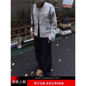 式白色牛仔衬衫外套丹宁薄夹克复古立领长袖上衣秋女图片