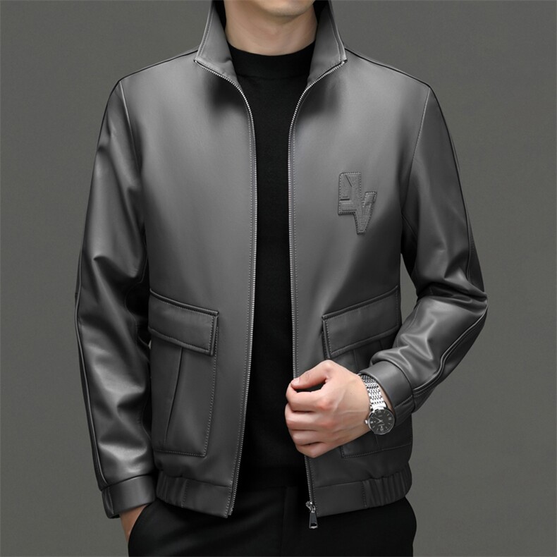 DLSN2302秋冬新款男士海宁皮衣立领夹克绵羊皮皮衣男图片