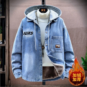 024秋冬青少年加绒夹克潮流牛仔外套图片