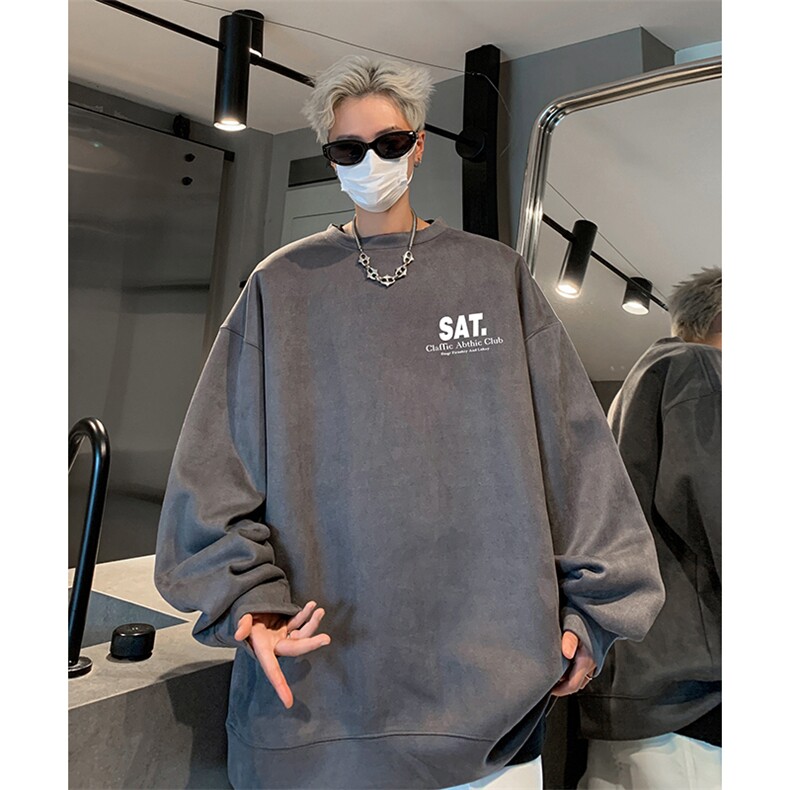抖音得物供货提供视频秋冬重磅美式麂皮绒圆领卫衣JY370,男装卫衣,电商A486