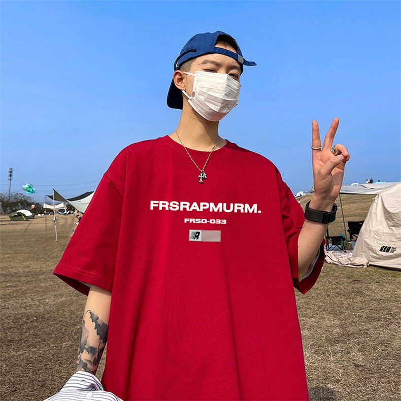 抖音得物二开现货供应220克夏装重磅美式高街宽松短袖t恤MT81,男装T恤,电商A486-1