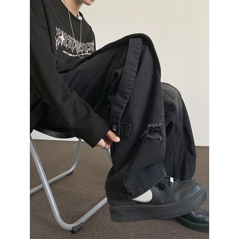 2024新款潮牌百搭宽松休闲裤美式高街水洗做旧牛仔裤男 K7618-P54图片