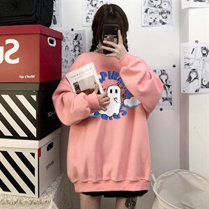 中性风2024秋季新款港风趣味印花百搭情侣套头卫衣W192--P30-控48图片