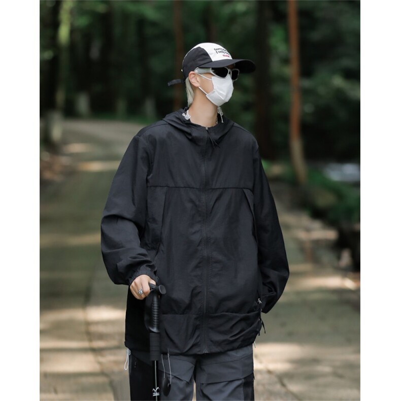 冰丝防晒衣男夏季薄款户外运动连帽冲锋外套防紫外线防晒服,男装防晒衣,星座410-7