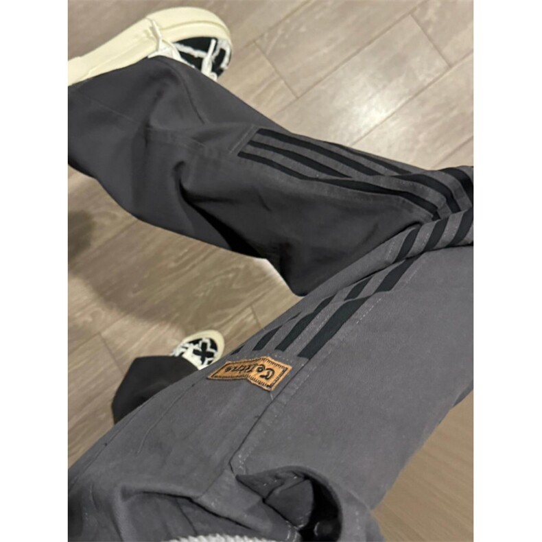 三条杠条纹直筒卫裤男工装休闲裤美式篮球运动裤B842-P50图片