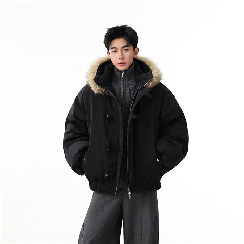 （手塞棉）冬季毛领加厚棉服牛角扣连帽上衣MF002-P130-控239,男装棉衣,星座216(原A116)