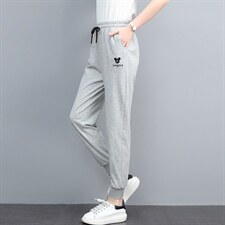 时尚刺绣图案休闲裤宽松显瘦百搭女裤2117，女装休闲裤，依恋蒂丝