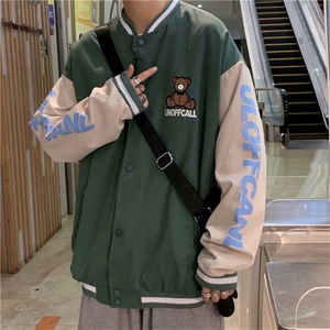 棒球服外套男春秋潮牌宽松撞色拼接夹克JM29P45图片