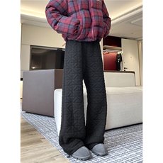 【现货】612-K228-P75冬季棉裤不规则菱格压线宽松直筒宽松休闲裤，男装休闲裤，星座612