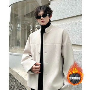 加棉加厚毛呢外套短款夹克大衣504-F32-P75控118（加棉P85控128）图片