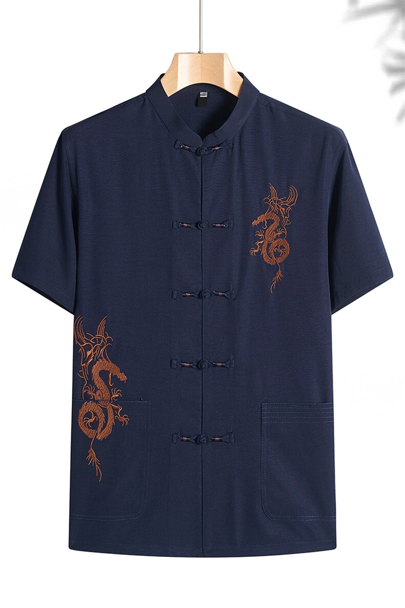 风唐装套装爸爸男款中式短袖夏装爷爷汉服宽松TR2185-P95,男装民族服装,星座1105-3