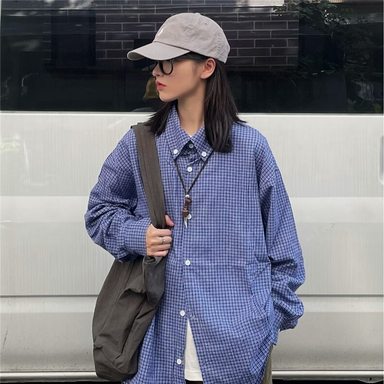 新款衬衫男新款格子衬衫男宽松时尚衬衫休闲长袖衬衣衬衫CS3211图片