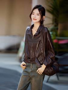 黑色美式复古包包款休闲皮衣外套女2025秋季新款巨好看减龄皮夹克图片