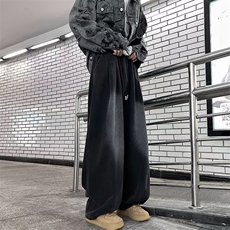 系绳牛仔裤男潮牌宽松阔腿裤子美式高街复古休闲长裤RK1125-P47，男装牛仔裤，星座412-3