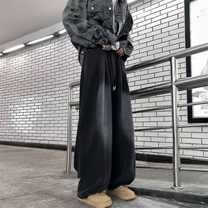 系绳牛仔裤男潮牌宽松阔腿裤子美式高街复古休闲长裤RK1125-P47图片