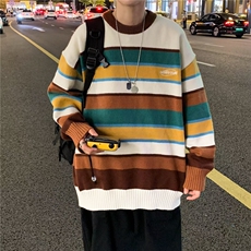 美式复古卫衣男春季设计感宽松圆领印花外套港风大码套头上衣，男装针织衫/毛衣，星座716-2