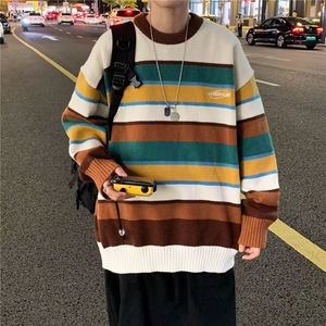 美式复古卫衣男春季设计感宽松圆领印花外套港风大码套头上衣图片