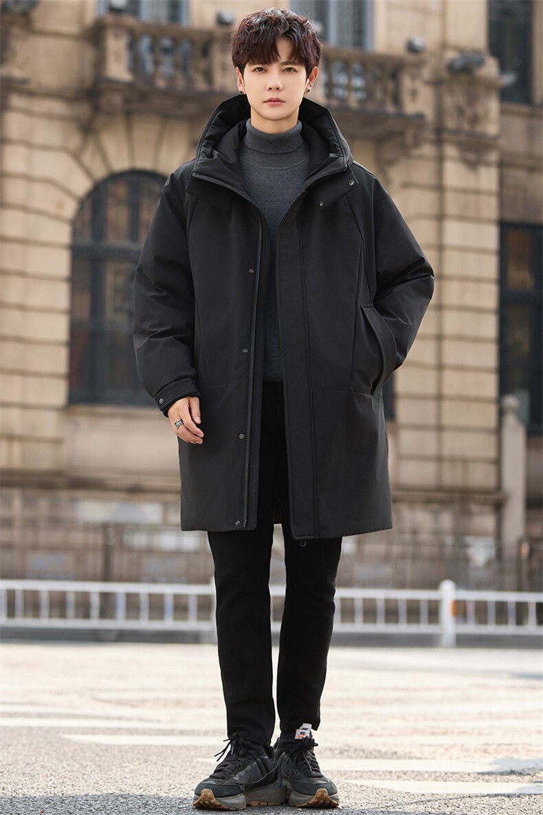 2025新款冬季中长款纯色连帽风衣羽绒服889P395,男装风衣,电商A355（原A415）
