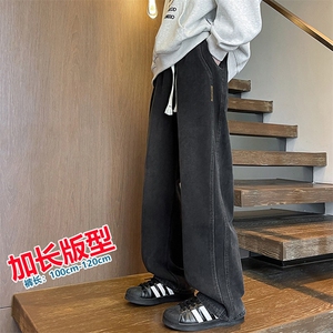 加长男裤子高个子美式高街188cm110牛仔直筒裤微喇KZ007P60加绒70图片