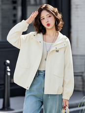 （现货）休闲时尚外套女百搭小个子风衣连帽短款上衣，女装短外套，韩蔻秀