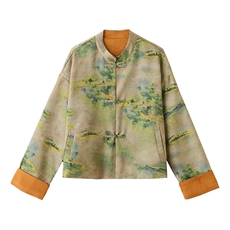 2025春秋新款水墨印花复古高级感新中式国风今年流行爆款短外套女，女装短外套，布芭啦