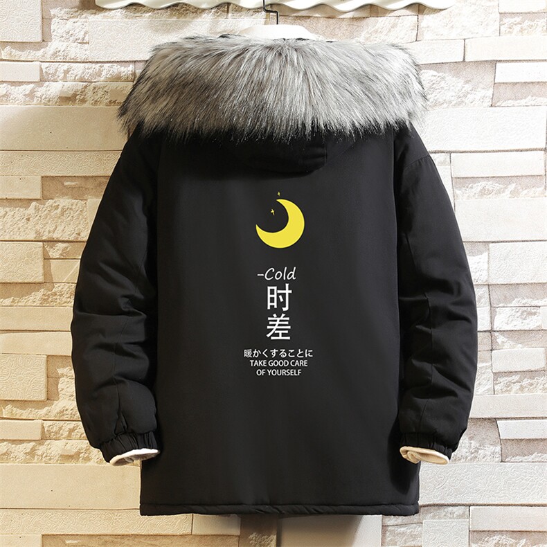 MM48047-P130 冬季大毛领衣男士大码加厚袄男服 砖墙图片