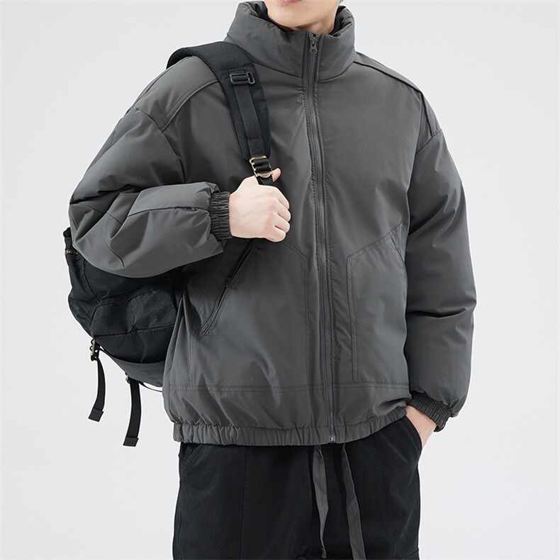现货冬季美式休闲加厚雪山外套夹克立领纯色三防户外工装棉服,男装夹克,电商A486-1