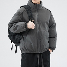 现货冬季美式休闲加厚雪山外套夹克立领纯色三防户外工装棉服，男装夹克，电商A486-1