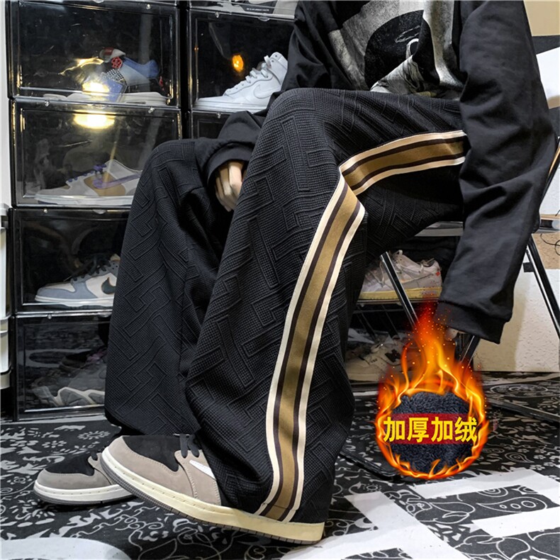 秋冬宽松休闲裤男新款潮牌加绒加厚卫裤潮流K0455-P35加绒P40,男装休闲裤,星座308B-1