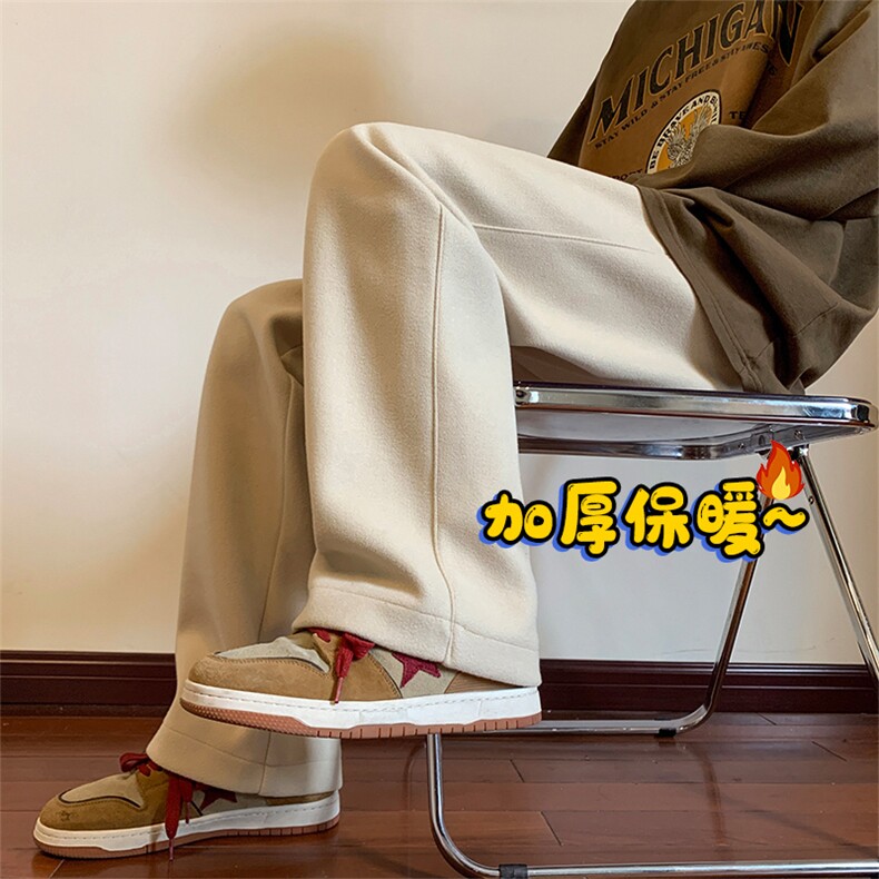 毛呢加绒休闲裤D2214-TP45控价58港风冬季加厚纯色休闲裤长裤男,男装休闲裤,电商A102-1