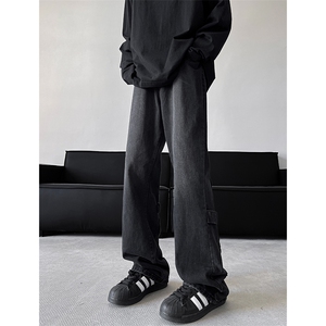 8XL-M特大码牛仔裤男美式高街黄泥脚口拉链微喇叭弹力K997P58控78图片