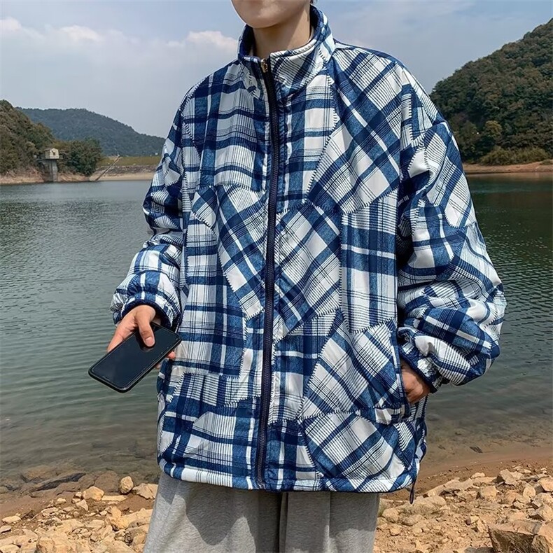 2023新款情侣装羊羔绒夹克男春秋冬季潮牌棉衣外套上衣W6251-P72,男装棉衣,星座512-2