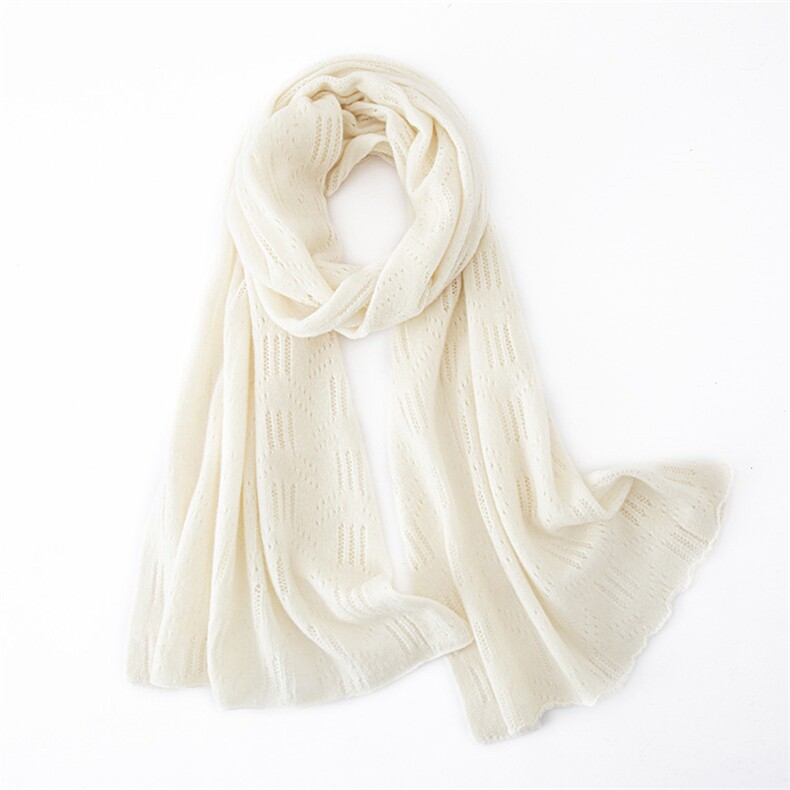 2024秋冬季围巾女外搭保暖针织护颈纯色简约，围巾，戎咖羊绒