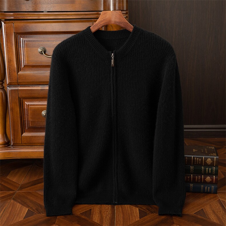 男士秋冬季新款简约百搭元宝针35%羊绒开衫，男装羊绒开衫，狄美羊绒