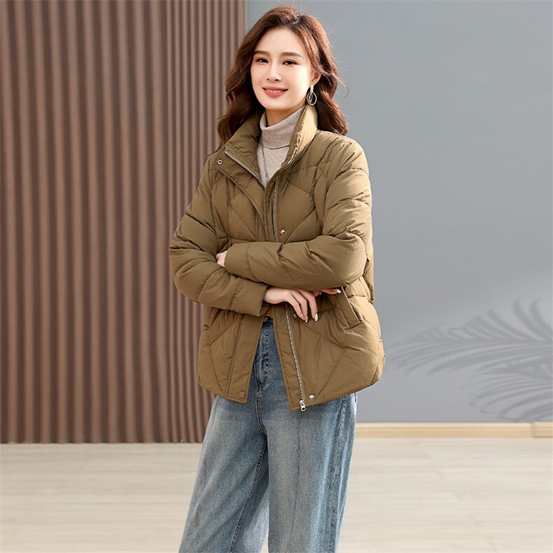时尚百搭短款立领羽绒服保暖轻便显瘦外套,女装羽绒服,文熹诺