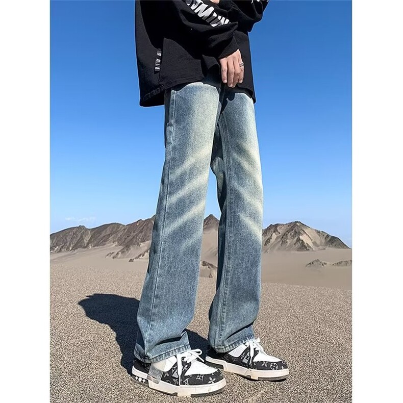 青年复古美式扎染牛仔裤男潮牌宽松直筒休闲高街长裤K2376p60,男装牛仔裤,星座1013