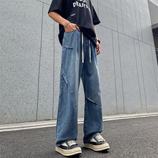 SJ-217-2-HK24158-特批45秋季水系变色直筒牛仔裤男宽松休闲裤子，男装牛仔裤，星座217-2