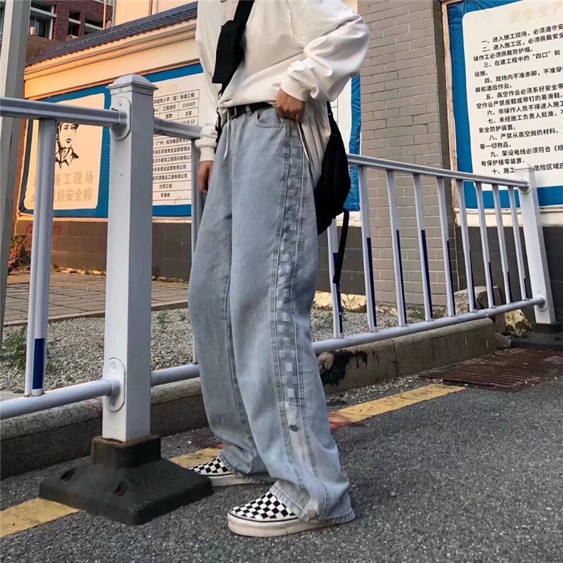 美式高街复古牛仔裤男嘻哈hiphop直筒宽松坠感垂感长裤HN915-P40,男装牛仔裤,星座1008-2