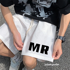 YD33253-P25港风潮牌亚麻短裤男大码棉麻五分裤男中裤沙滩裤，男装休闲裤，电商A040