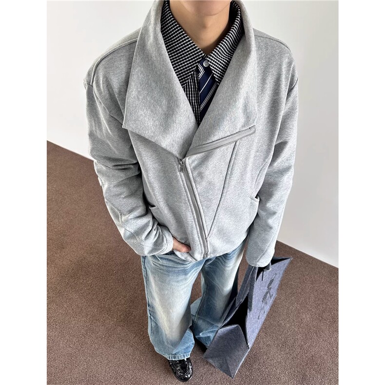 结构设计简约高领开衫卫衣D328-CP8803-P78,男装卫衣,电商D328