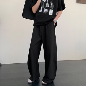 松弛感立体剪裁活页弯刀垂坠感阔腿西裤拖地休闲长裤2203/p45图片