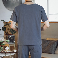 夏季套装男士两件套风复古唐装名族风T恤A334-TZ015-P50，男装民族服装，电商B339(原A334）