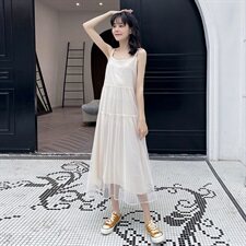 现货已出不断货2021夏装新款吊带裙166-QZ06肉色，女装连衣裙，茜茜公主