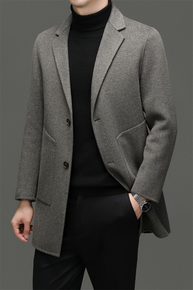 M6819-78钱塘2020-3商务休闲冬季厚款百搭中年男士毛呢外套P325,男装毛呢大衣,钱塘207-3