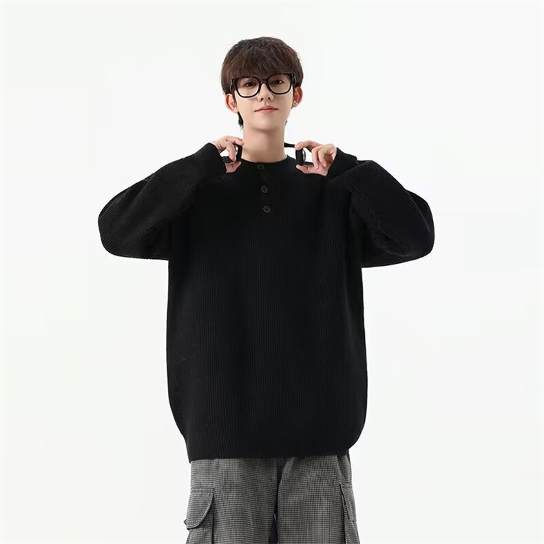 ins毛衣男士秋冬季韩系宽松潮流纯色条纹慵懒风长袖针织衫日系,男装针织衫/毛衣,星座506A